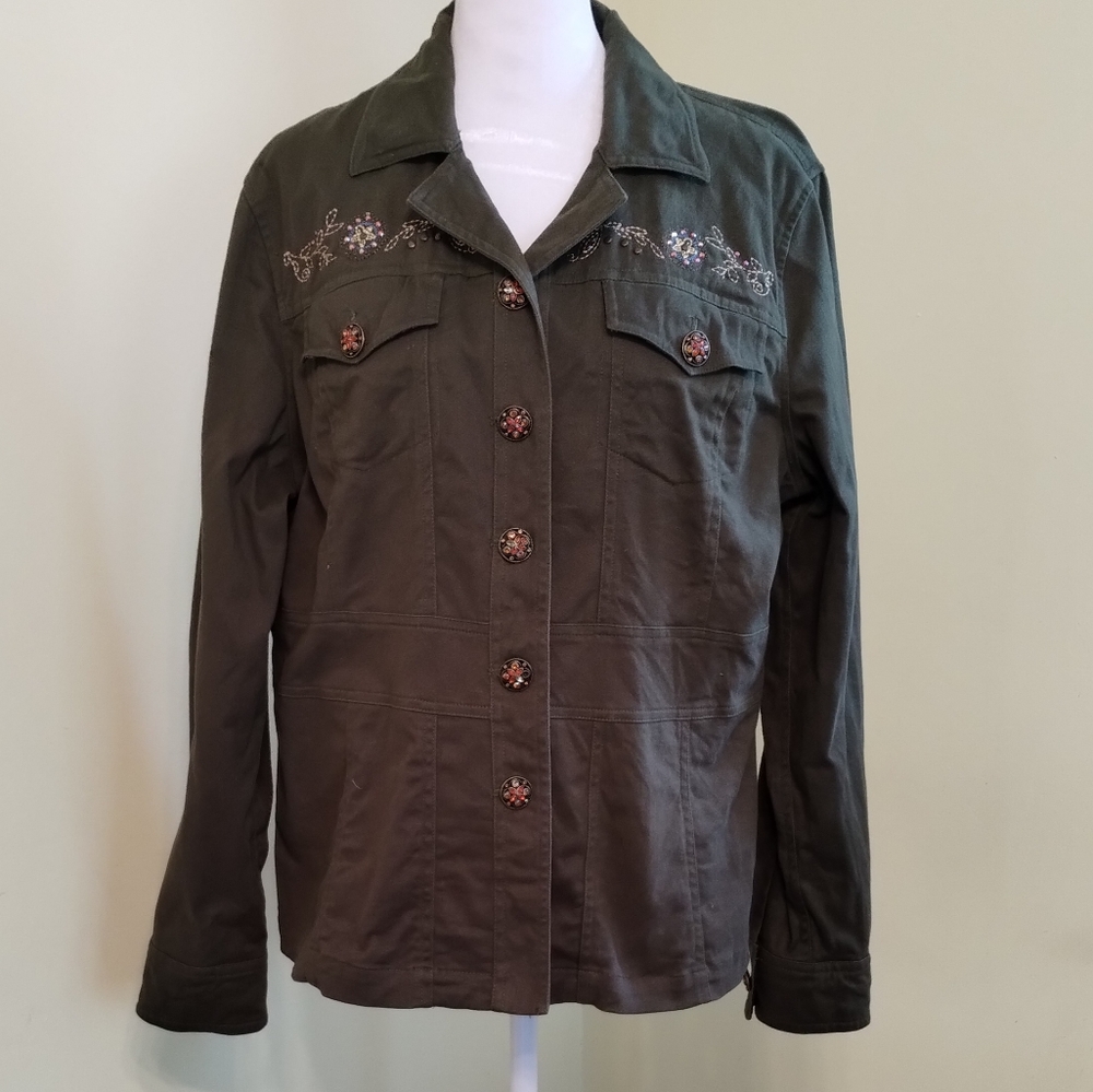 SHORE Women's Coat Jacket embroidery size L